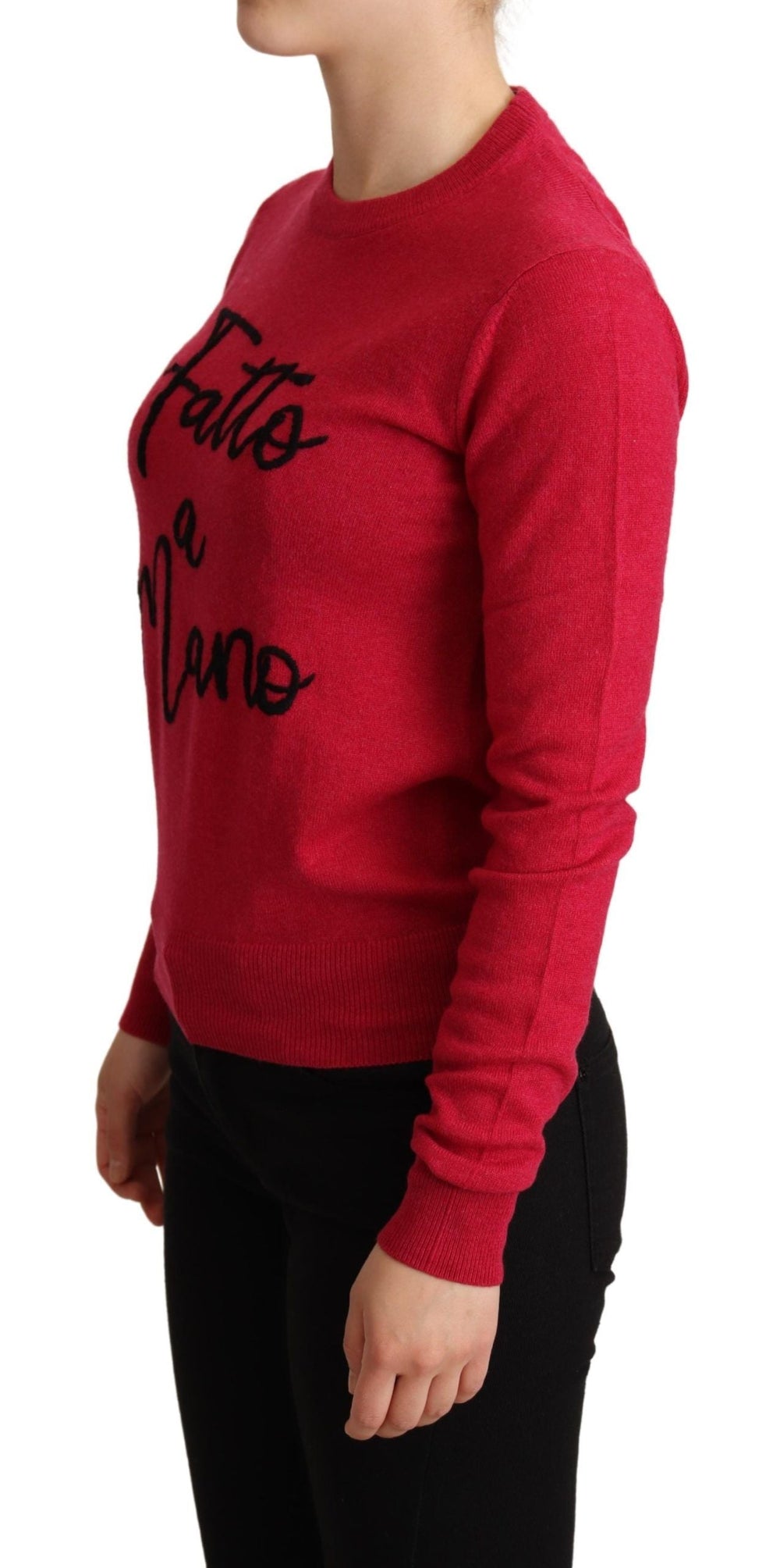 Women’s Dolce & Gabbana Pink Embroidered Cashmere Wool Pullover Sweater