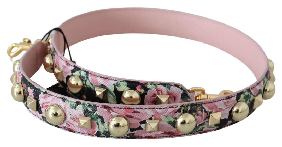 Women’s Dolce &amp; Gabbana Pink Floral Gold Studs Bag Accessory Shoulder Strap