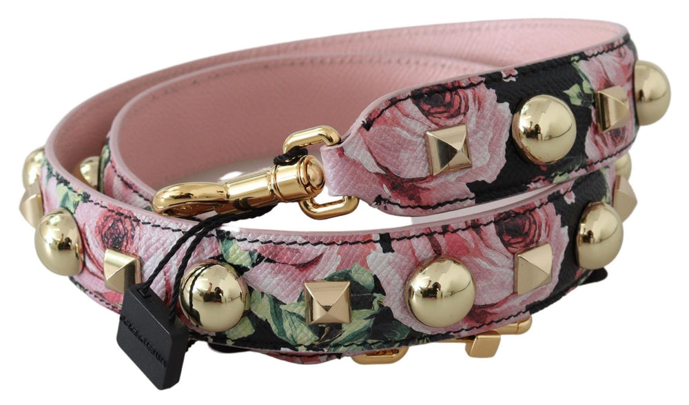 Women’s Dolce & Gabbana Pink Floral Gold Studs Bag Accessory Shoulder Strap