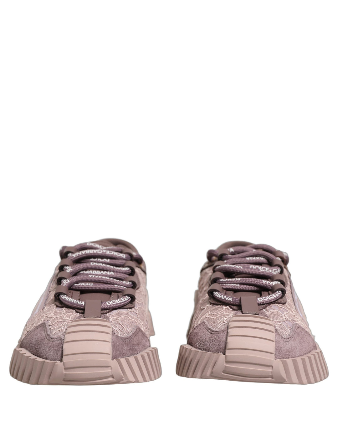 Dolce &amp; Gabbana Pink Lace NS1 Low Top Sneaker Sports Shoes