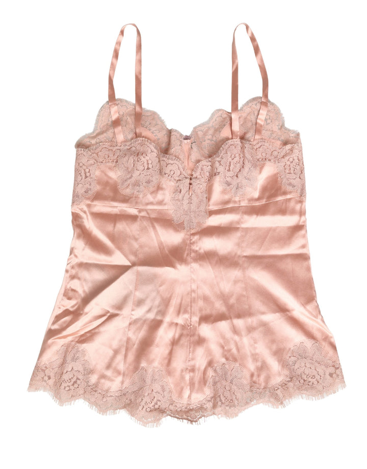 Women’s Dolce &amp; Gabbana Pink Lace Silk Satin Tank Lingerie Sleepwear