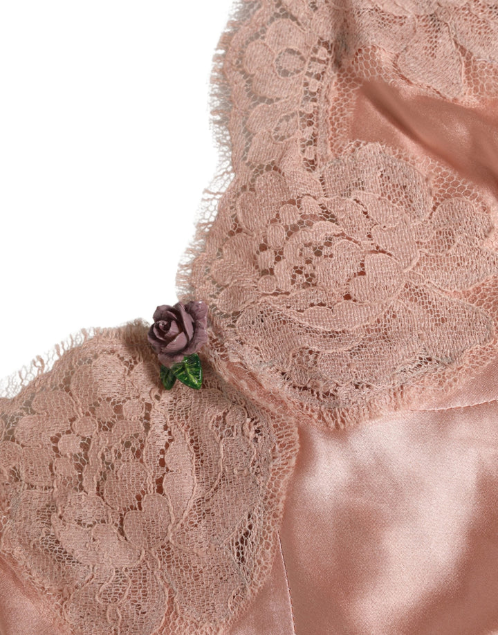 Women’s Dolce &amp; Gabbana Pink Lace Silk Satin Tank Lingerie Sleepwear