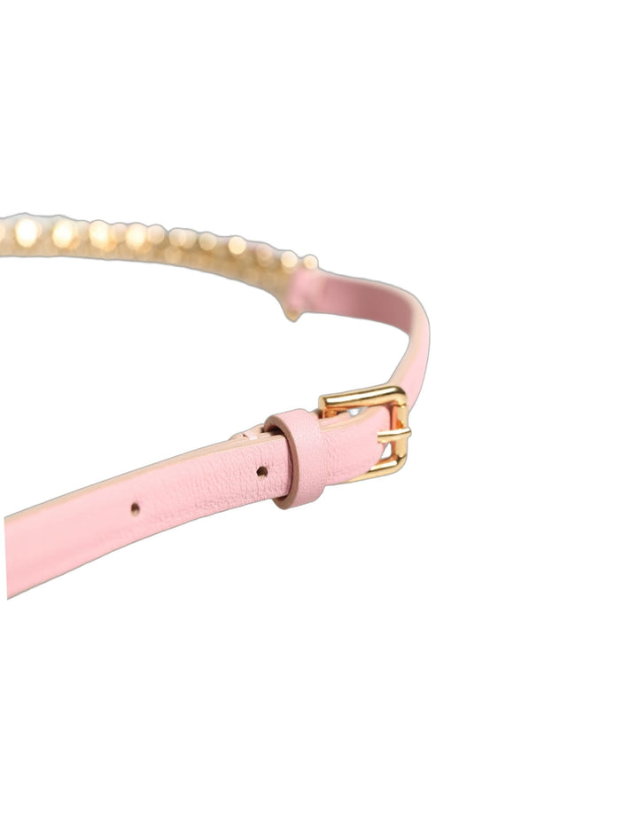 Women’s Dolce &amp; Gabbana Pink Leather Crystal Chain Embellished Belt