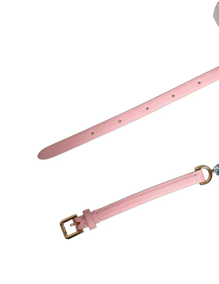 Women’s Dolce &amp; Gabbana Pink Leather Crystal Chain Embellished Belt