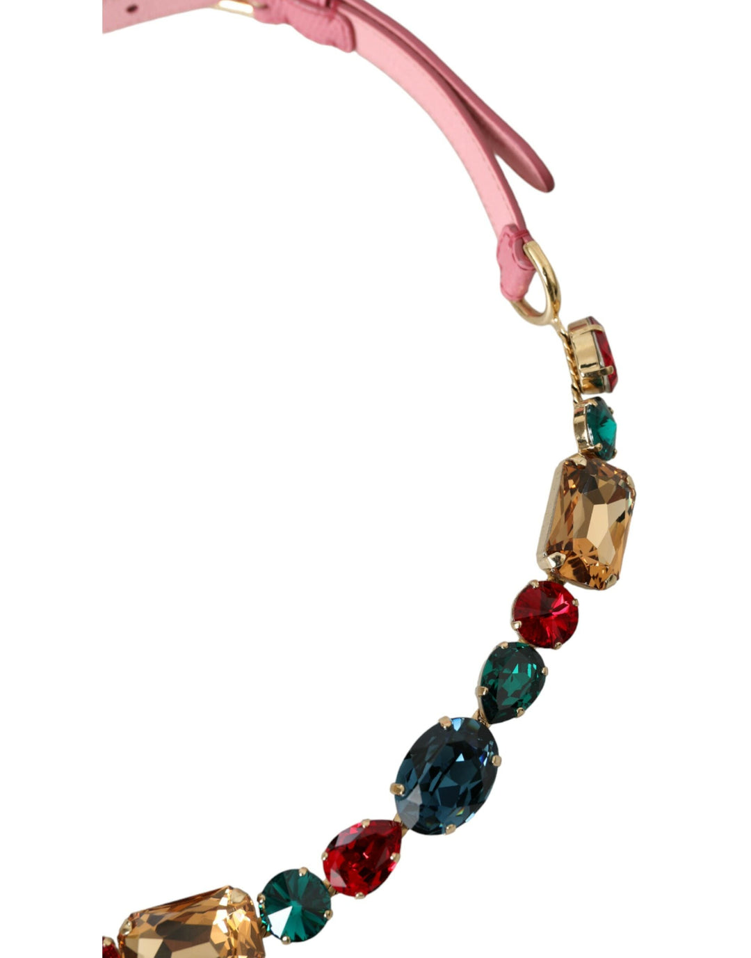 Women’s Dolce &amp; Gabbana Pink Leather Crystal Chain Embellished Belt