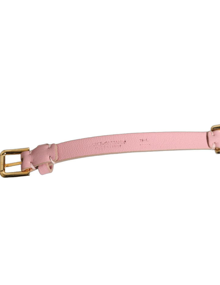 Women’s Dolce &amp; Gabbana Pink Leather Crystal Chain Embellished Belt