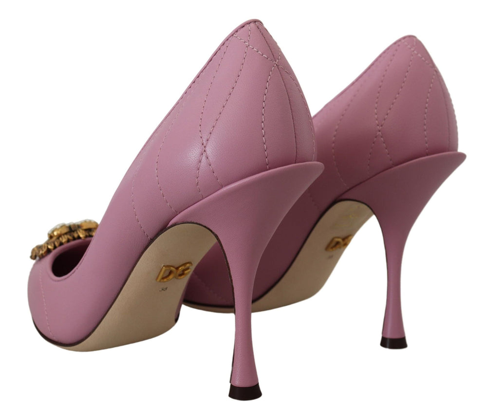 Women’s Dolce & Gabbana Pink Leather Heart Devotion Heels Pumps Shoes