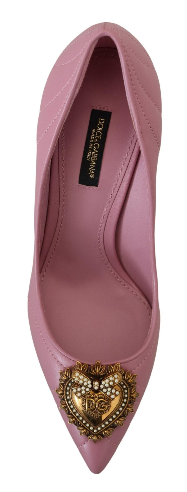 Women’s Dolce &amp; Gabbana Pink Leather Heart Devotion Heels Pumps Shoes