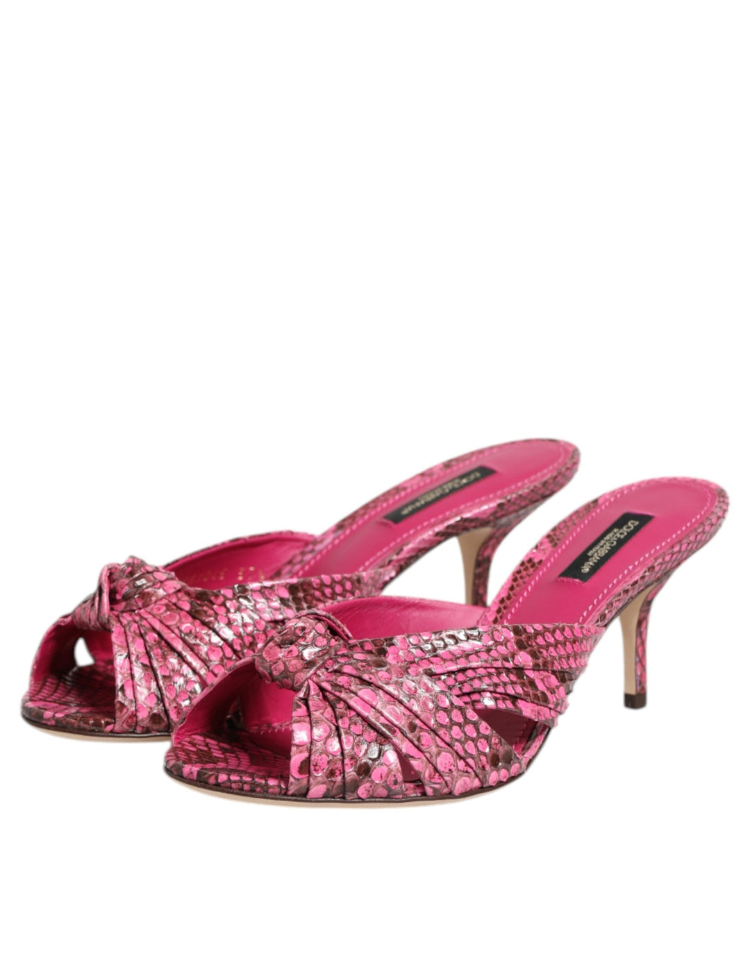 Women’s Dolce &amp; Gabbana Pink Leather Heels Slides Sandals Shoes