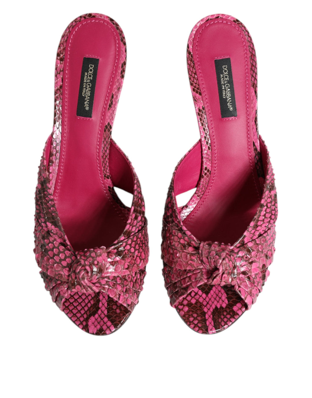 Women’s Dolce &amp; Gabbana Pink Leather Heels Slides Sandals Shoes