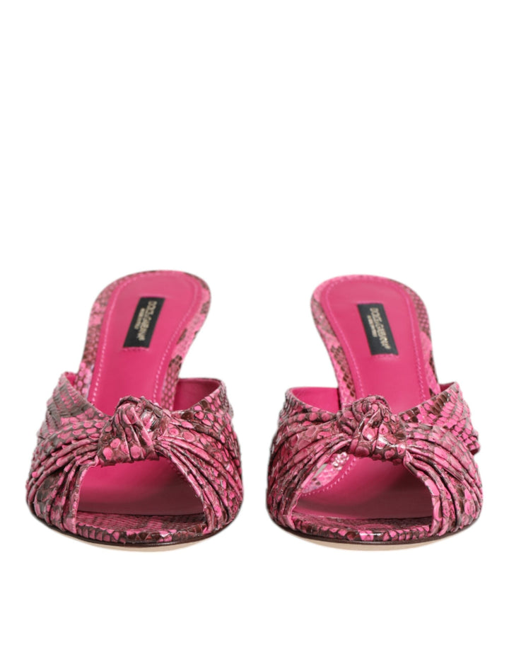 Women’s Dolce &amp; Gabbana Pink Leather Heels Slides Sandals Shoes