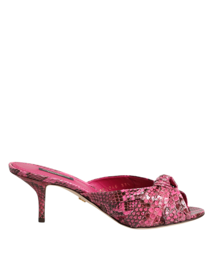 Women’s Dolce &amp; Gabbana Pink Leather Heels Slides Sandals Shoes