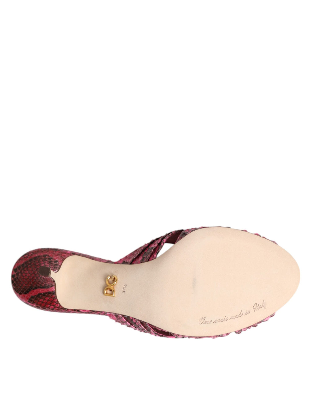 Women’s Dolce &amp; Gabbana Pink Leather Heels Slides Sandals Shoes