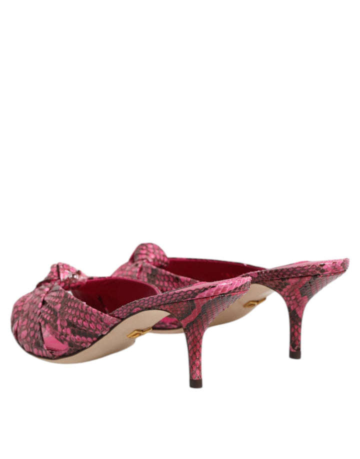 Women’s Dolce &amp; Gabbana Pink Leather Heels Slides Sandals Shoes
