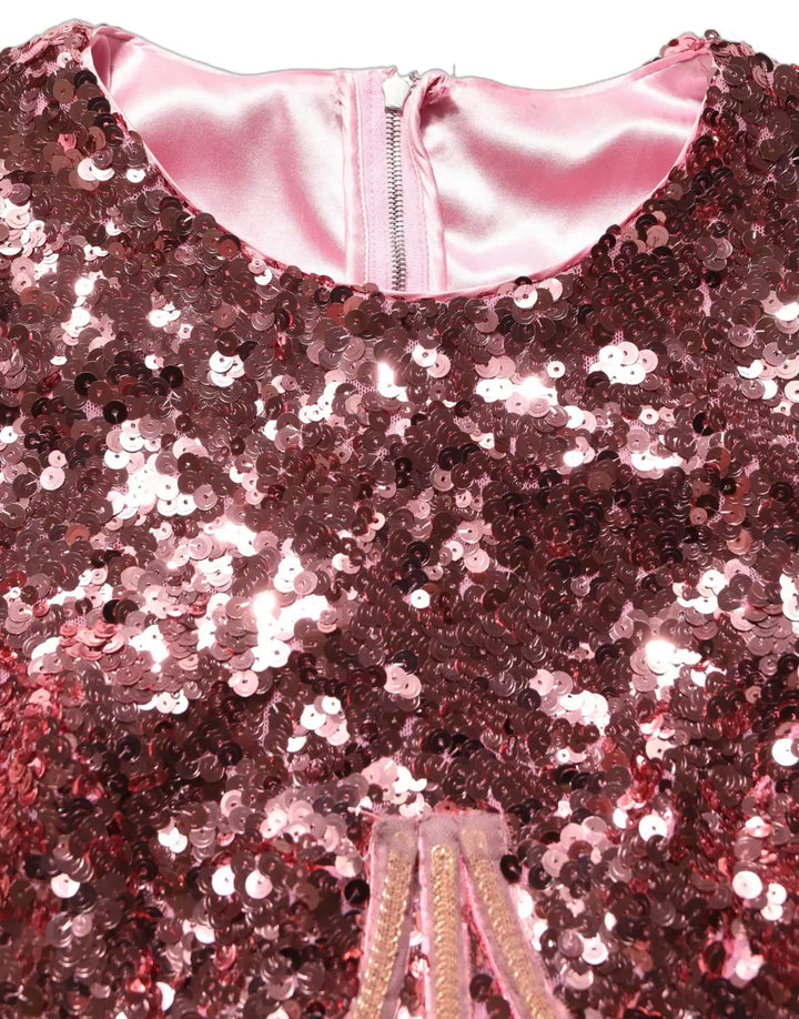 Women’s Dolce &amp; Gabbana Pink Long Sequined Corset Detailing Gown Dress