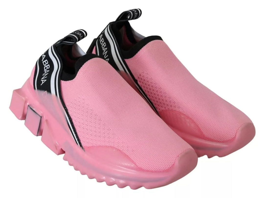 Dolce &amp; Gabbana Pink Low Top Sorrento Sneakers Slip On Casual Shoes