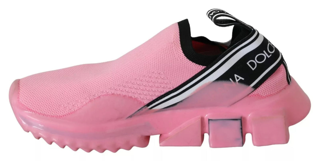 Dolce &amp; Gabbana Pink Low Top Sorrento Sneakers Slip On Casual Shoes