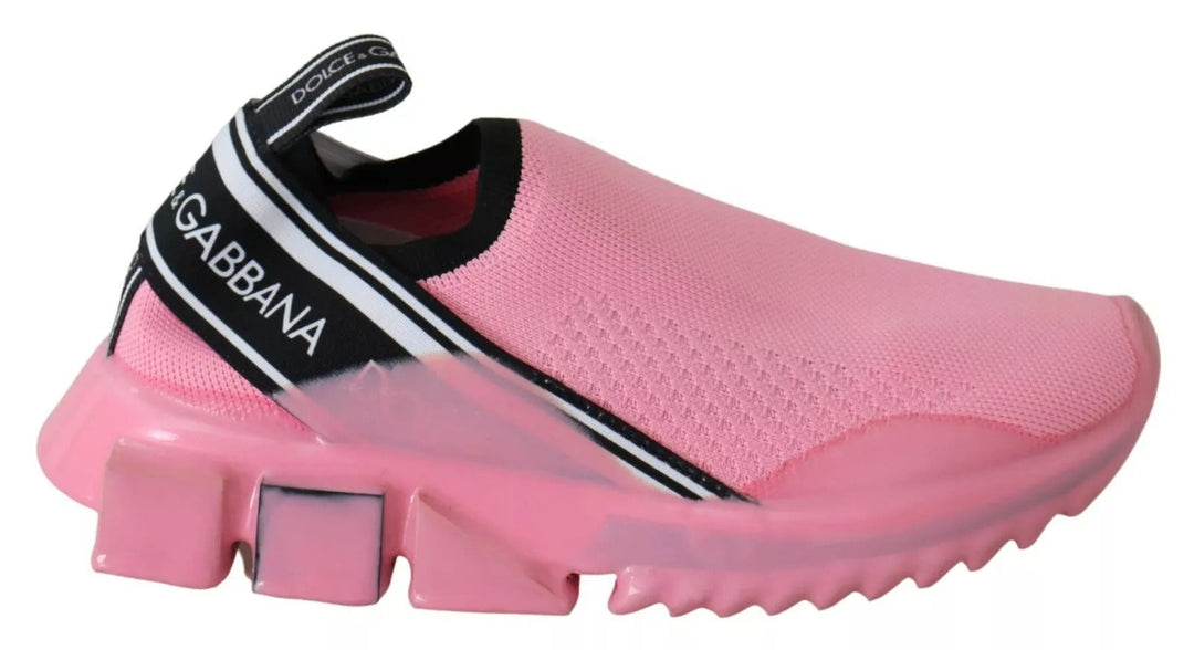 Dolce &amp; Gabbana Pink Low Top Sorrento Sneakers Slip On Casual Shoes