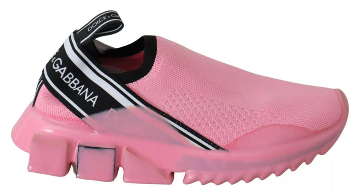 Dolce &amp; Gabbana Pink Low Top Sorrento Sneakers Slip On Casual Shoes
