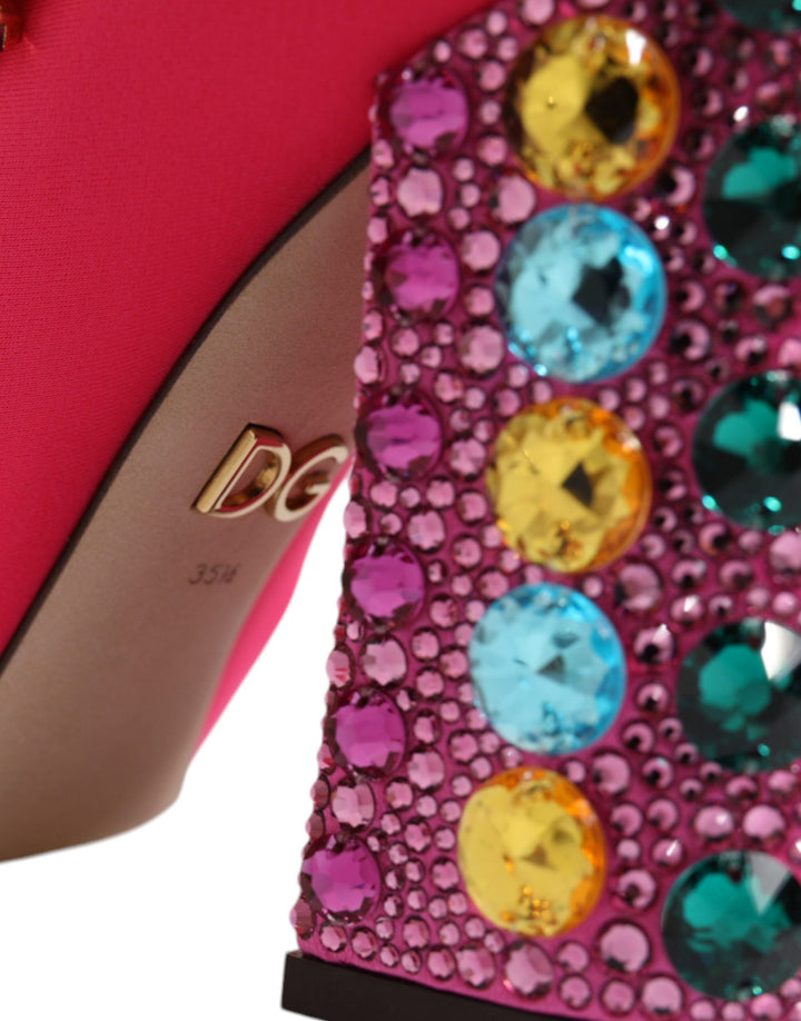 Women’s Dolce &amp; Gabbana Pink Nylon Crystal Vally High Boots Shoes