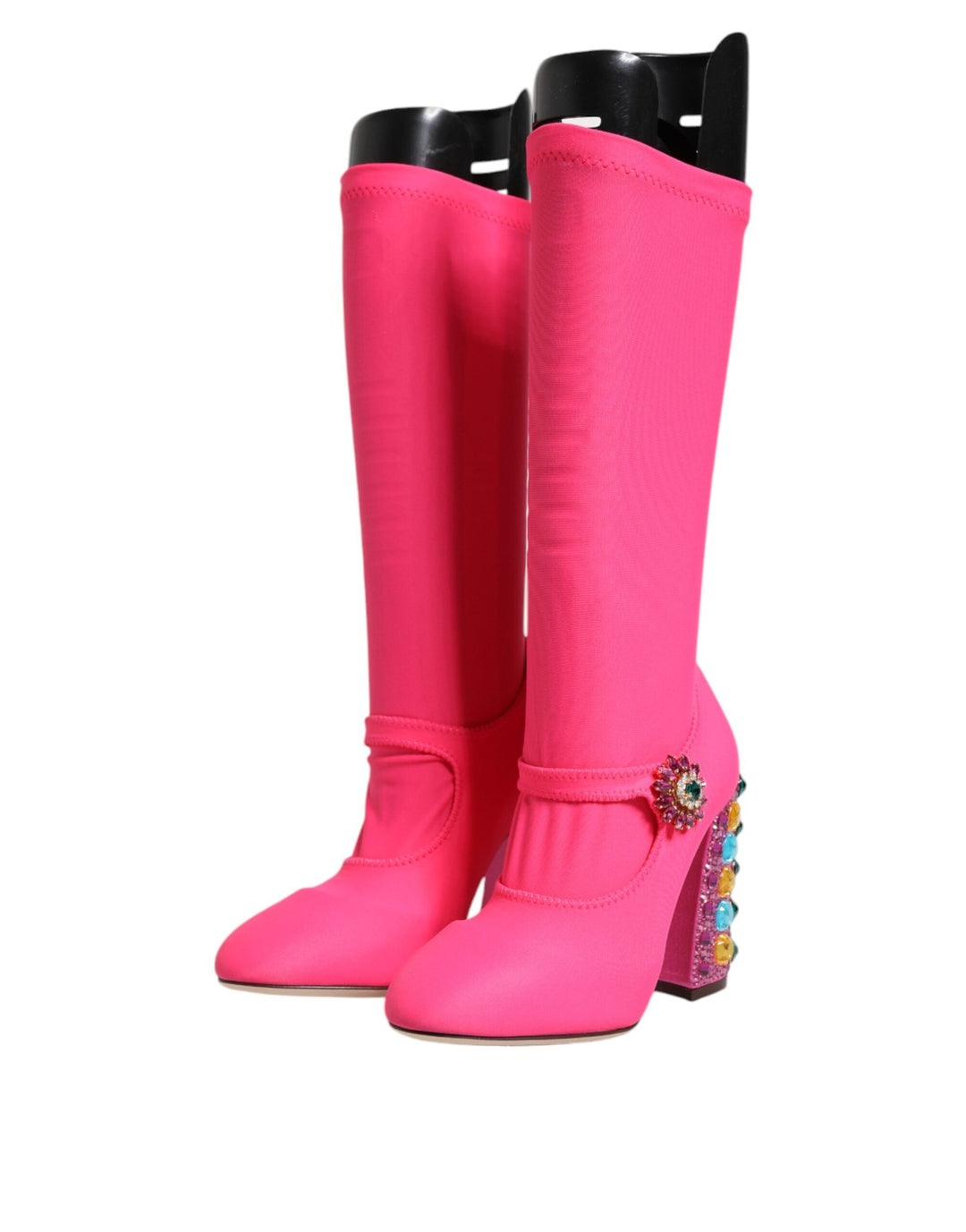 Women’s Dolce &amp; Gabbana Pink Nylon Crystal Vally High Boots Shoes