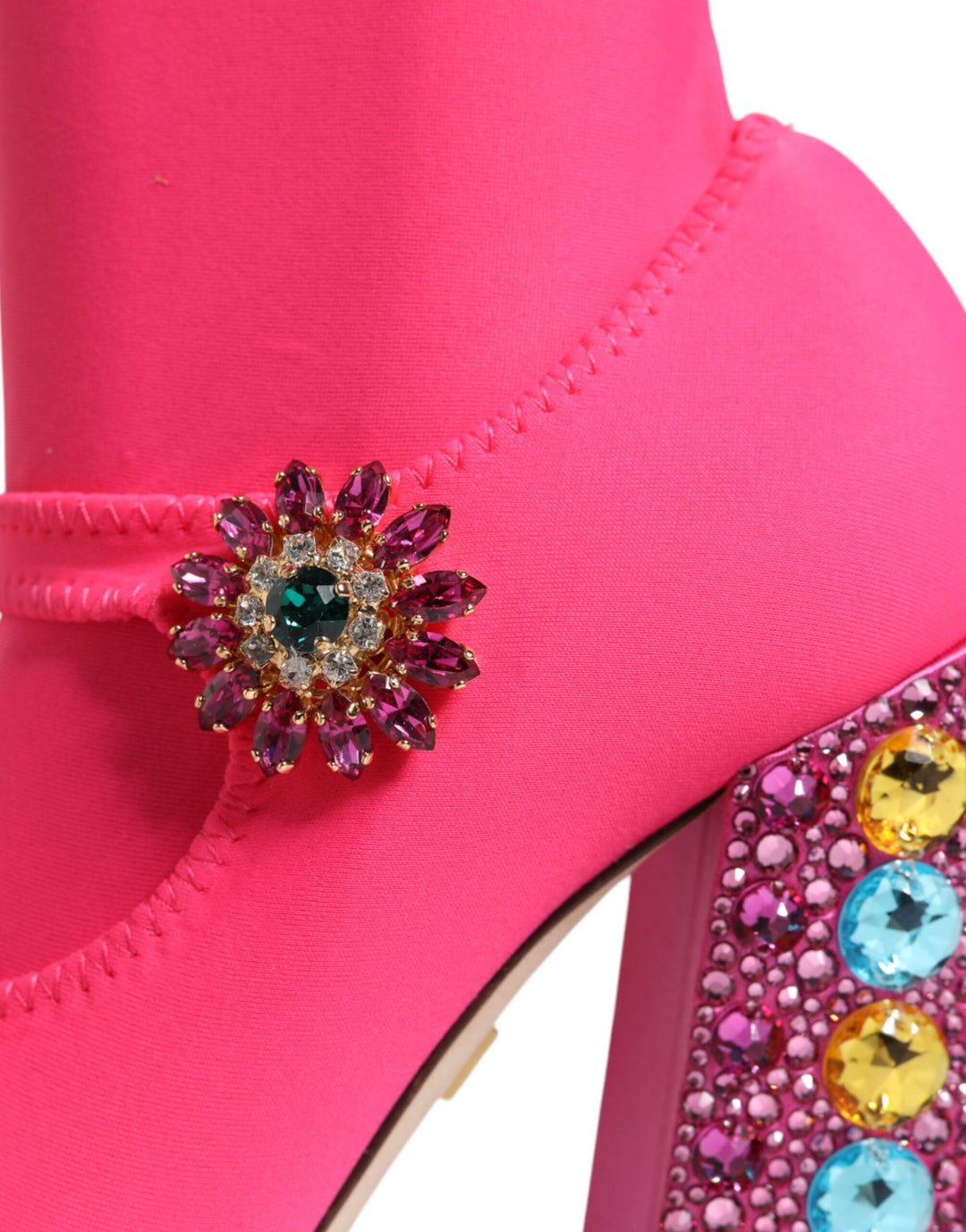 Women’s Dolce &amp; Gabbana Pink Nylon Crystal Vally High Boots Shoes