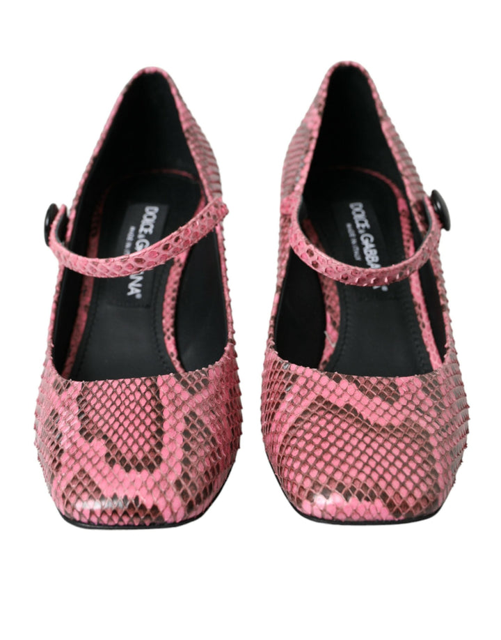 Women’s Dolce &amp; Gabbana Pink Python Leather Mary Jane Heels Shoes