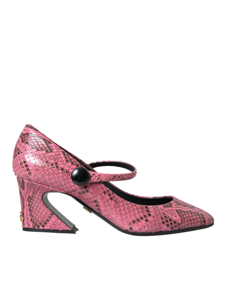 Women’s Dolce &amp; Gabbana Pink Python Leather Mary Jane Heels Shoes