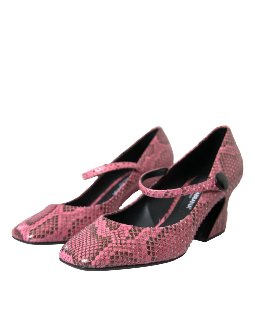 Women’s Dolce & Gabbana Pink Python Leather Mary Jane Heels Shoes