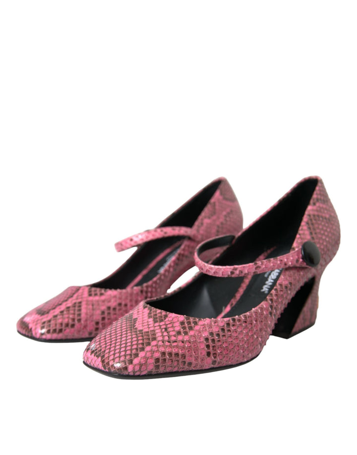 Women’s Dolce &amp; Gabbana Pink Python Leather Mary Jane Heels Shoes