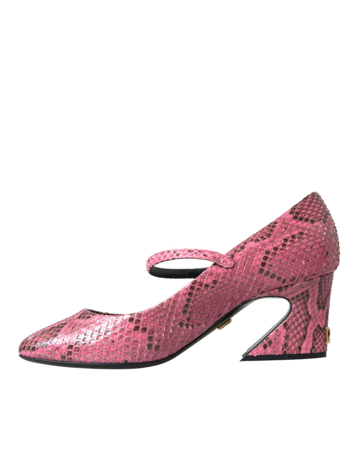 Women’s Dolce &amp; Gabbana Pink Python Leather Mary Jane Heels Shoes