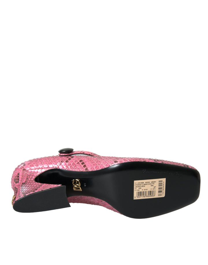 Women’s Dolce &amp; Gabbana Pink Python Leather Mary Jane Heels Shoes