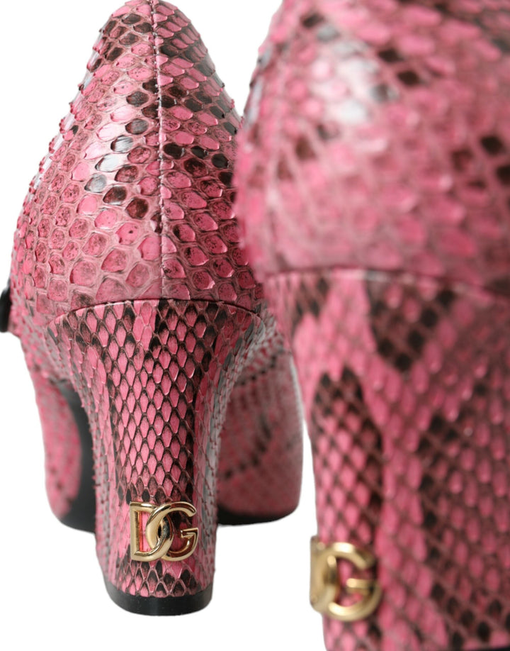 Women’s Dolce &amp; Gabbana Pink Python Leather Mary Jane Heels Shoes