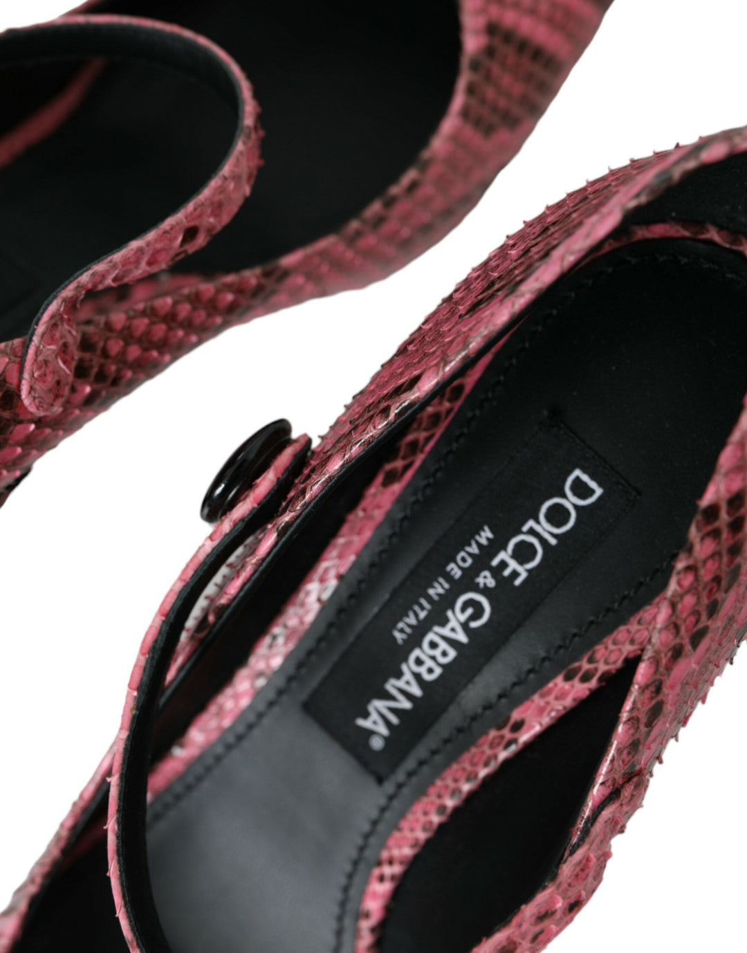 Women’s Dolce &amp; Gabbana Pink Python Leather Mary Jane Heels Shoes