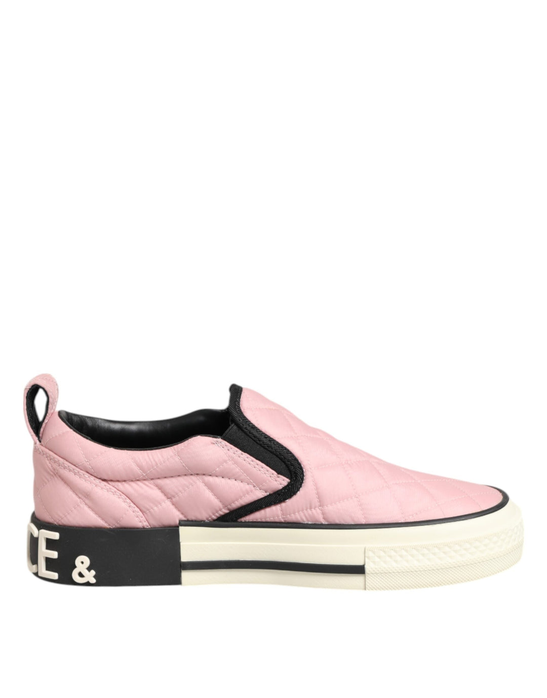 Dolce &amp; Gabbana Pink Quilted Nylon Slip-On Sneaker Shoes