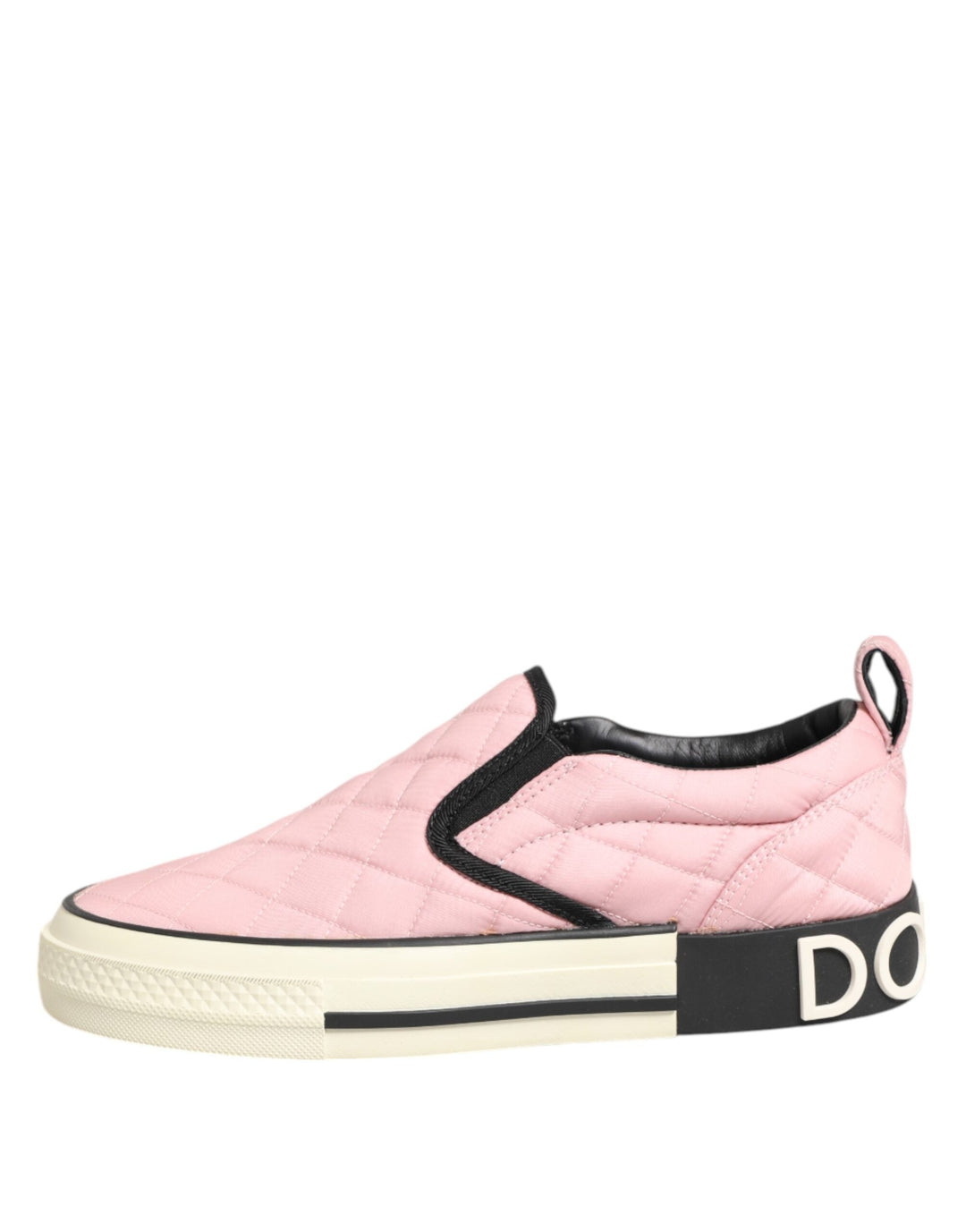 Dolce &amp; Gabbana Pink Quilted Nylon Slip-On Sneaker Shoes