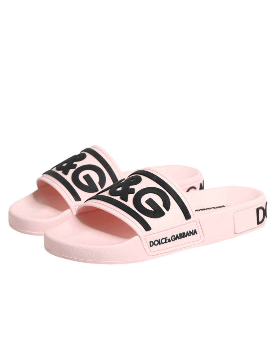 Women’s Dolce &amp; Gabbana Pink Rubber Slides Sandals Beachwear Shoes