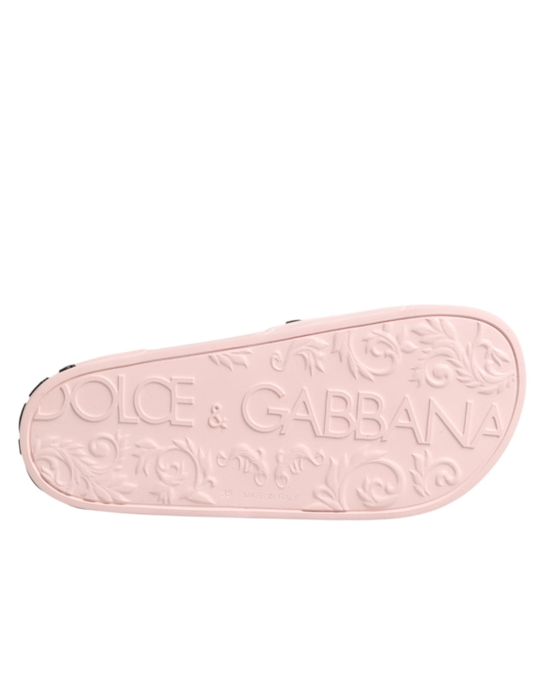 Women’s Dolce &amp; Gabbana Pink Rubber Slides Sandals Beachwear Shoes