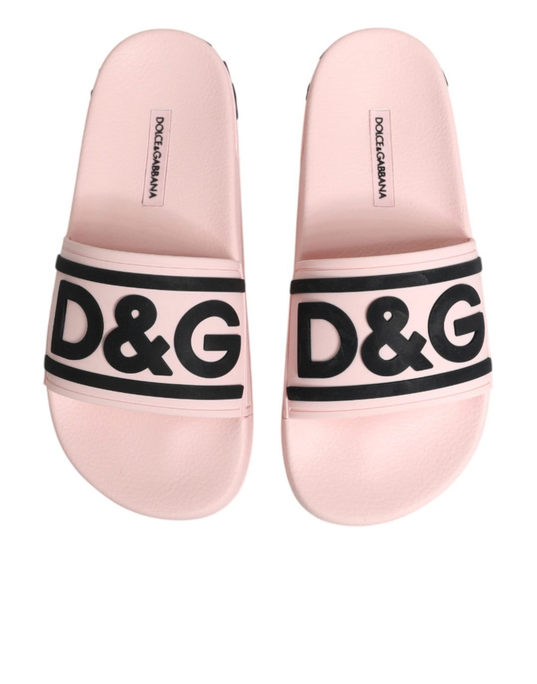Women’s Dolce &amp; Gabbana Pink Rubber Slides Sandals Beachwear Shoes