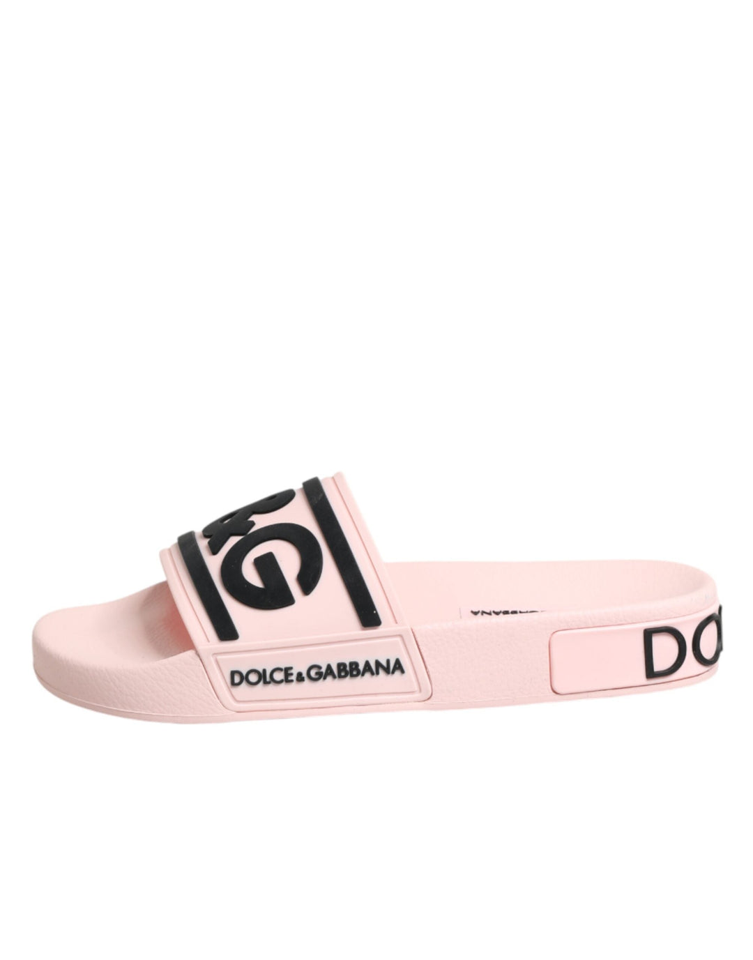 Women’s Dolce &amp; Gabbana Pink Rubber Slides Sandals Beachwear Shoes