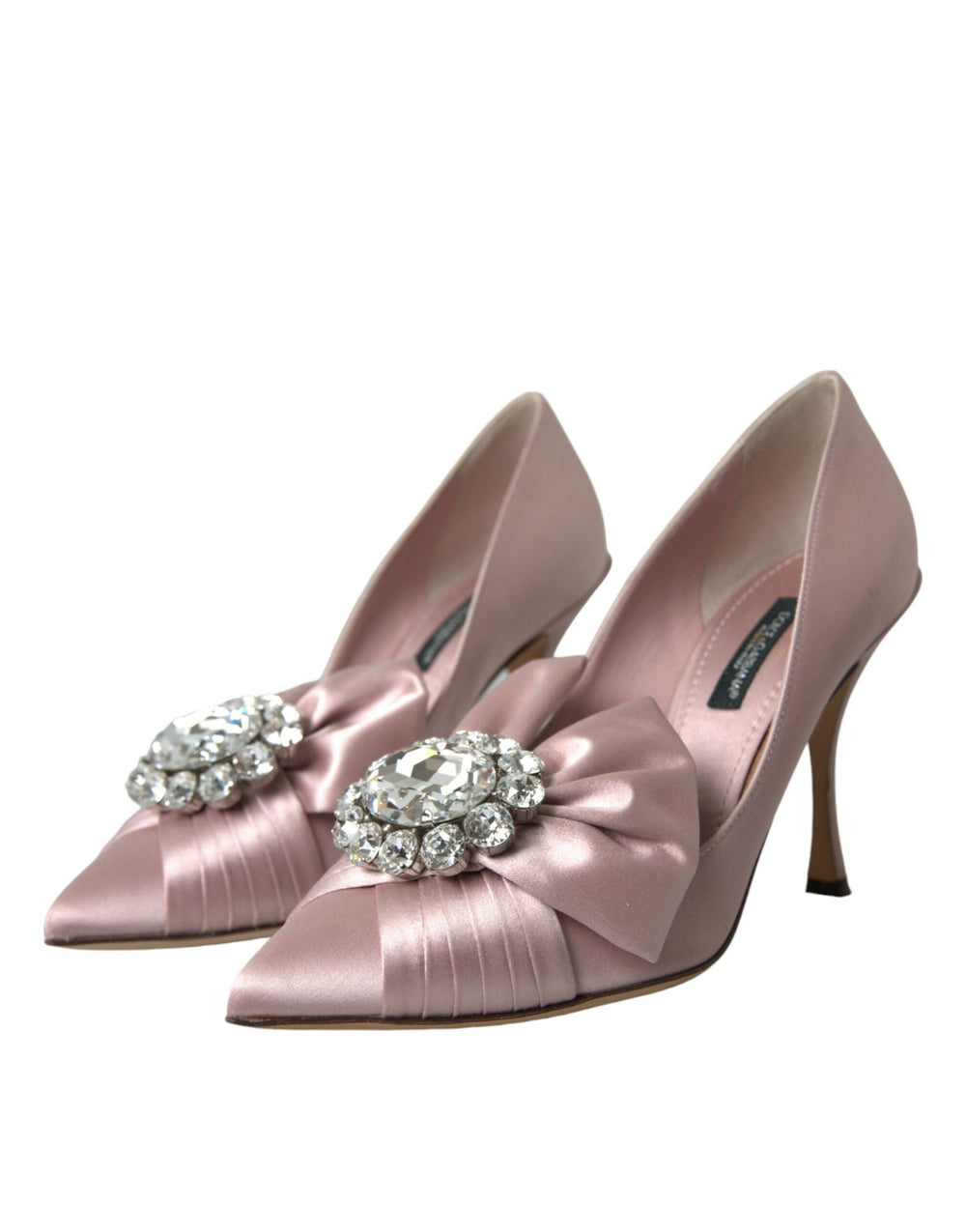 Women’s Dolce & Gabbana Pink Satin Crystal High Heels Pumps Shoes