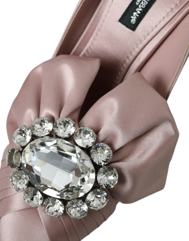Women’s Dolce &amp; Gabbana Pink Satin Crystal High Heels Pumps Shoes