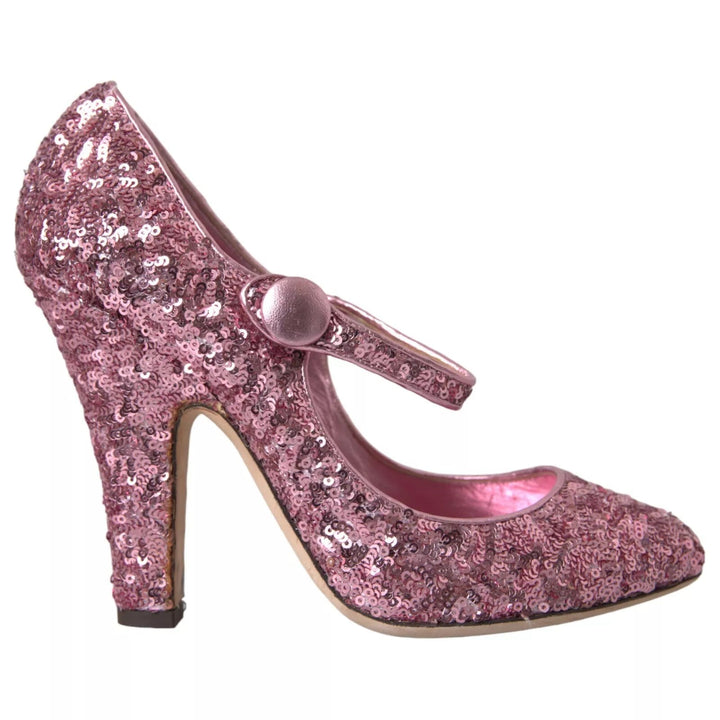 Women’s Dolce &amp; Gabbana Pink Sequin Mary Jane Pumps High Heels Shoes