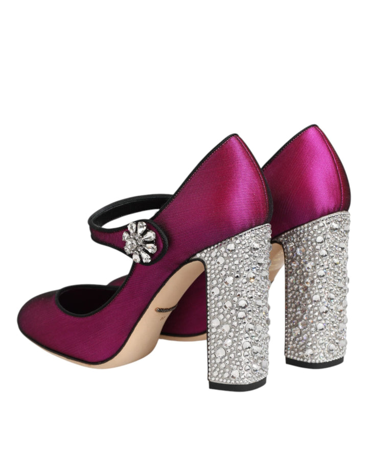 Women’s Dolce &amp; Gabbana Pink Strass Mary Janes Heels Pumps Shoes