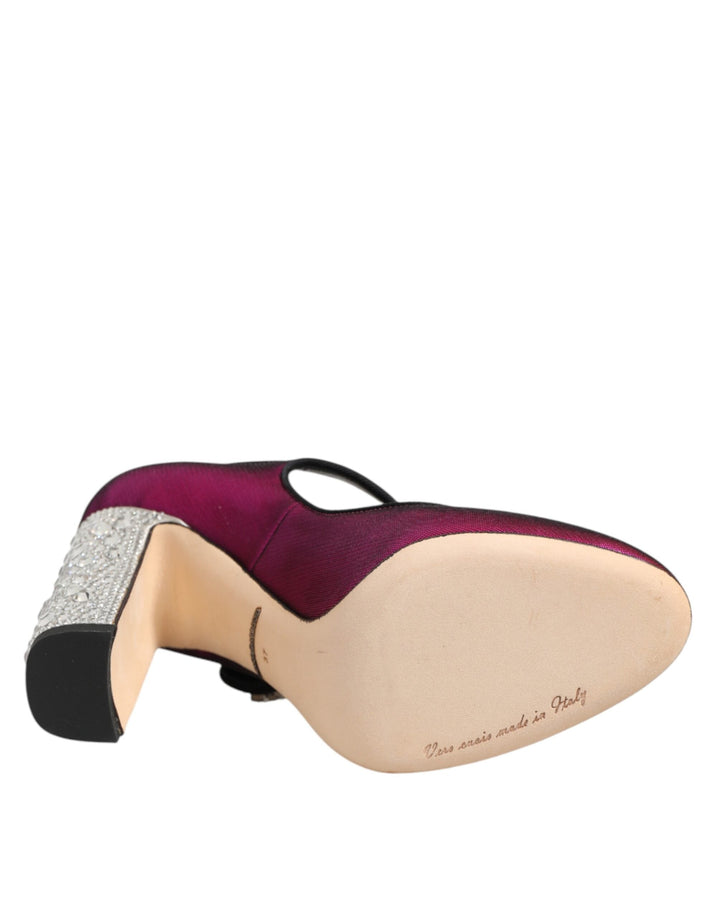 Women’s Dolce &amp; Gabbana Pink Strass Mary Janes Heels Pumps Shoes