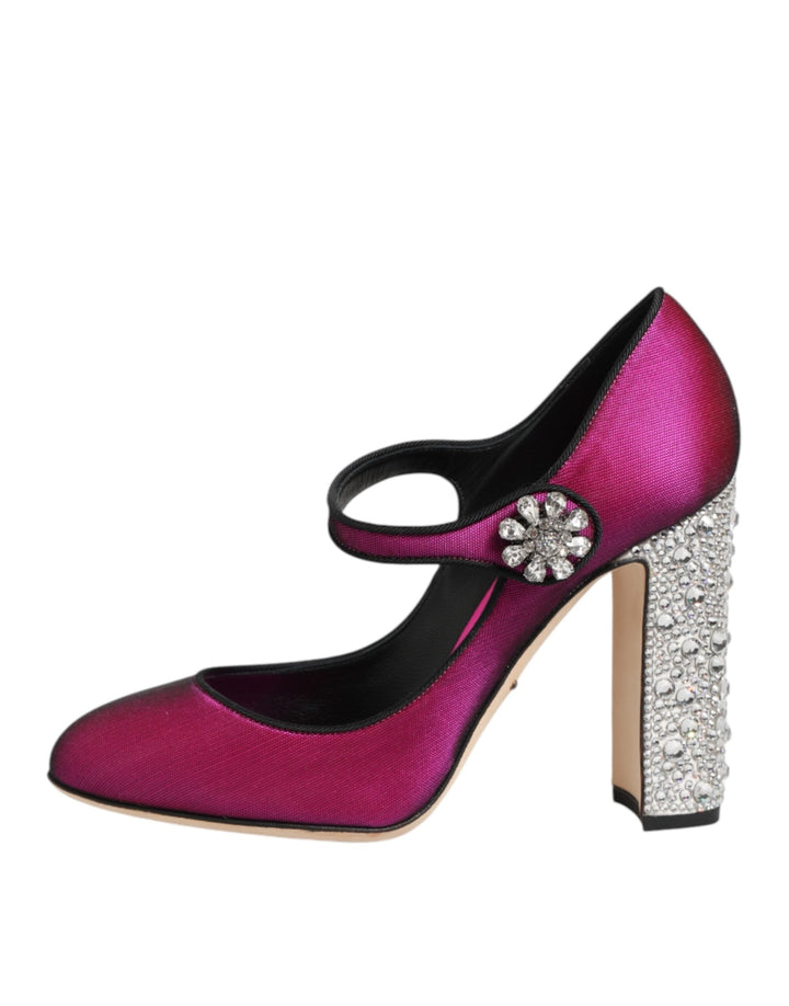 Women’s Dolce &amp; Gabbana Pink Strass Mary Janes Heels Pumps Shoes