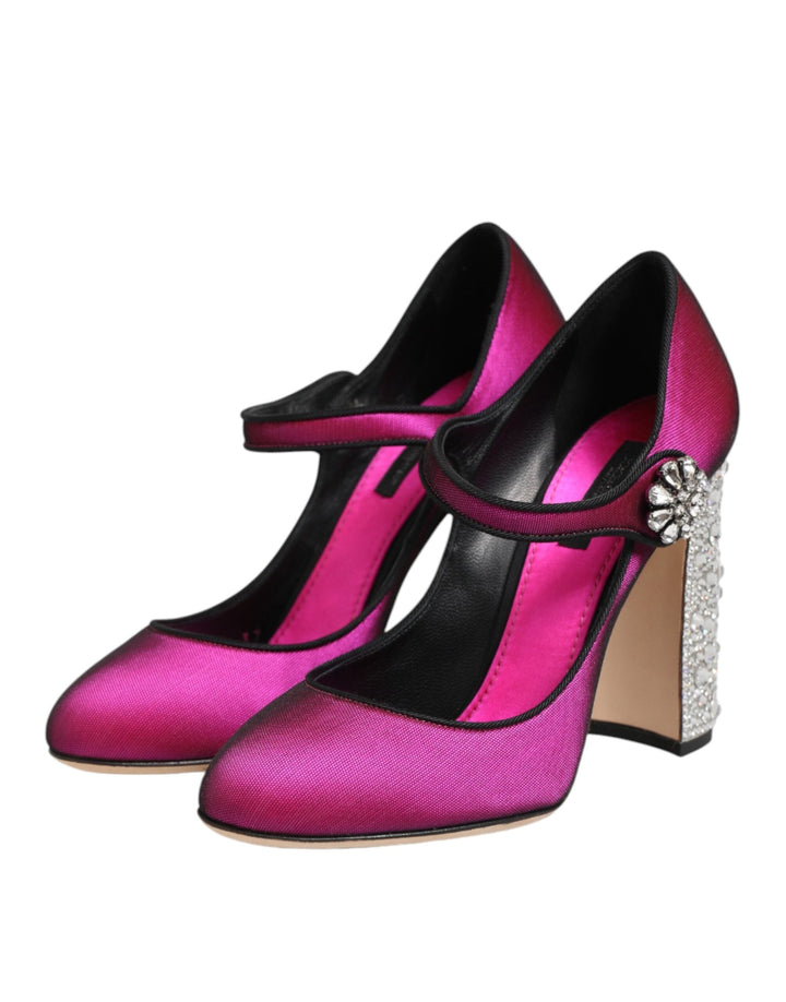 Women’s Dolce &amp; Gabbana Pink Strass Mary Janes Heels Pumps Shoes