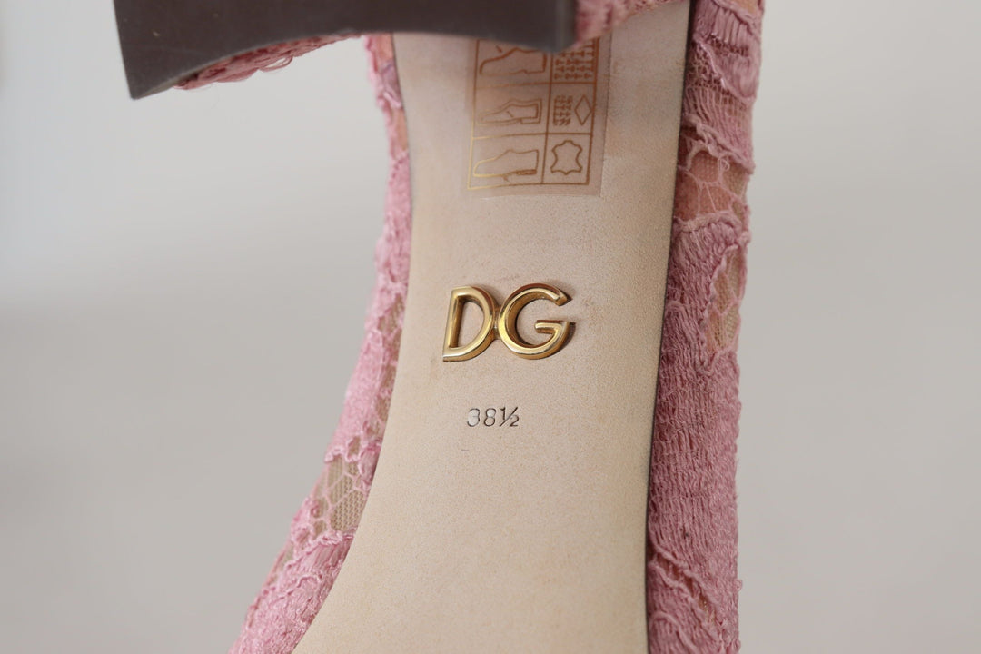 Women’s Dolce &amp; Gabbana Pink Taormina Lace Crystal Pumps Pastel Shoes