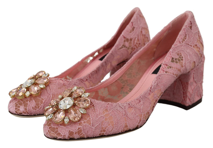 Women’s Dolce &amp; Gabbana Pink Taormina Lace Crystal Pumps Pastel Shoes