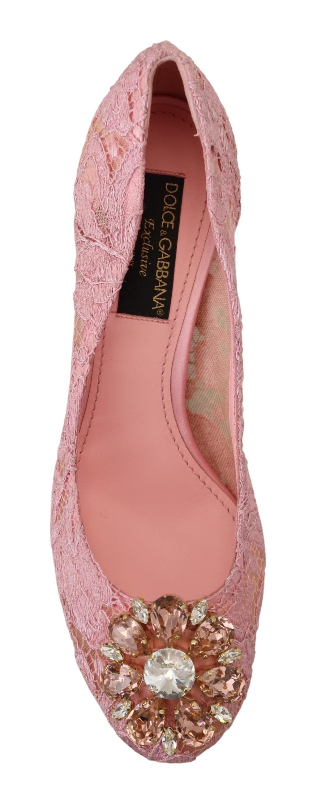 Women’s Dolce &amp; Gabbana Pink Taormina Lace Crystal Pumps Pastel Shoes